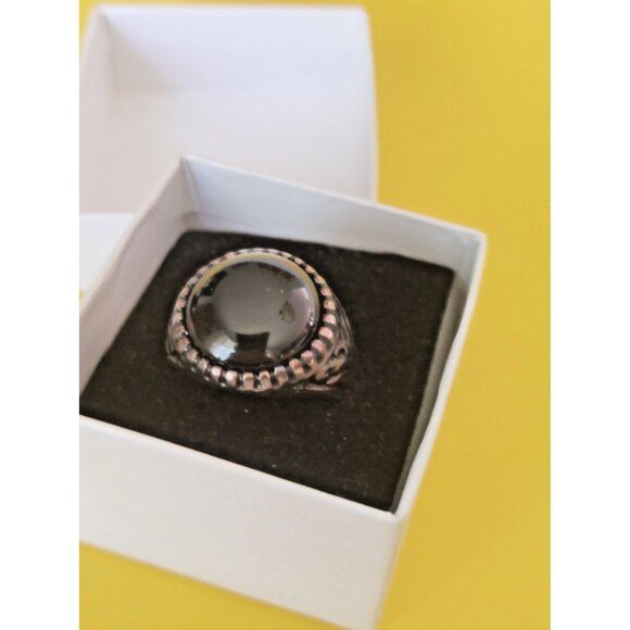 Large Black Onyx 925 Sterling Silver Ring - Size 13 - In Box - Picture 1 of 13